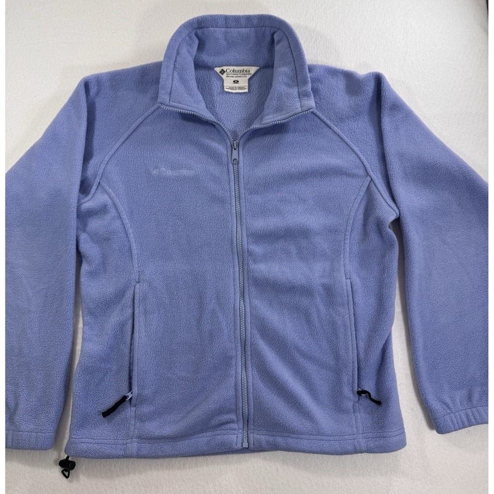 Columbia Benton Springs Womens Medium Full Zip Fleece Jacket Blue Hiking EUC
